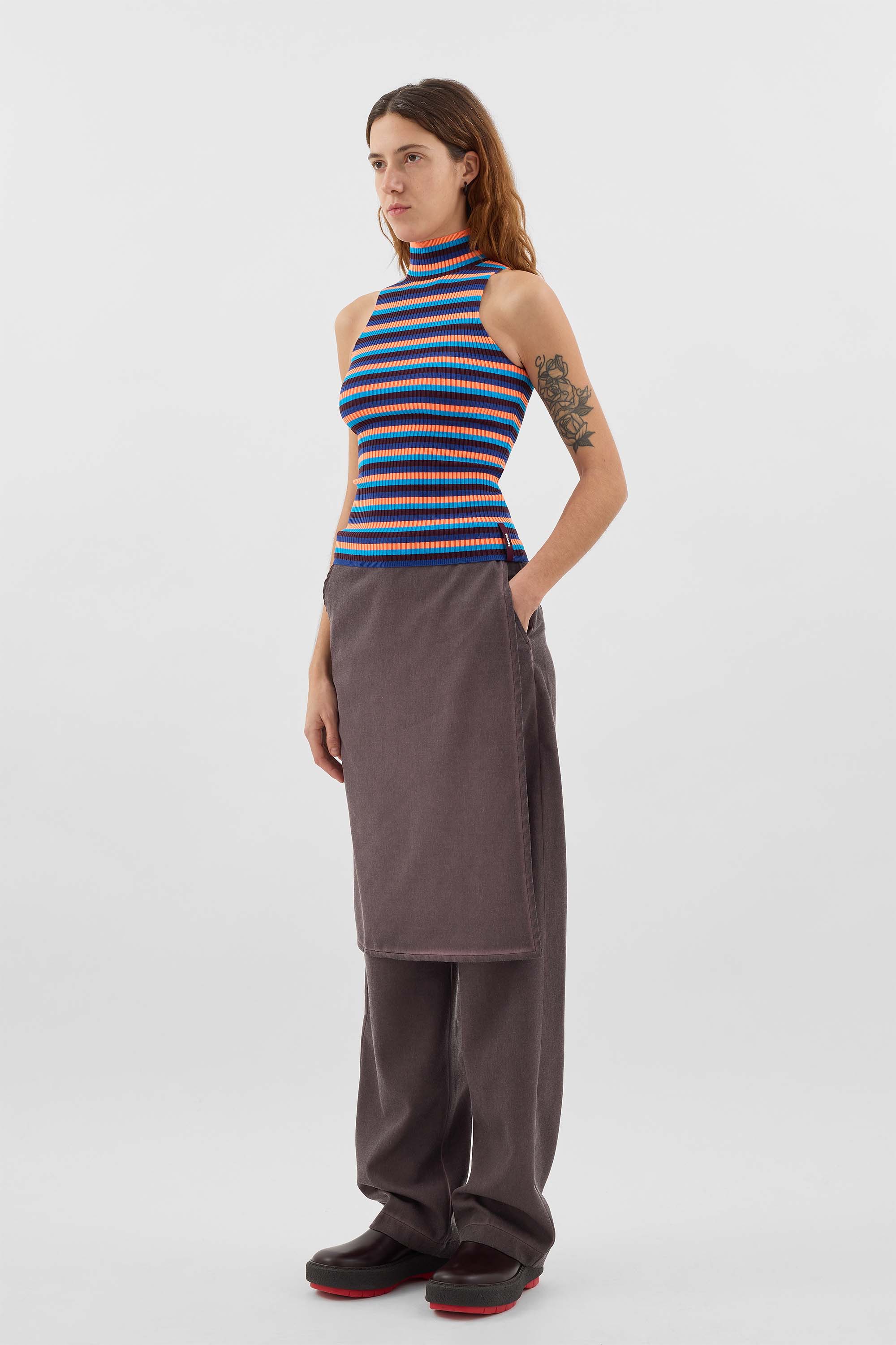 HIGHNECK KNIT TANK TOP / azure stripes - Image 3