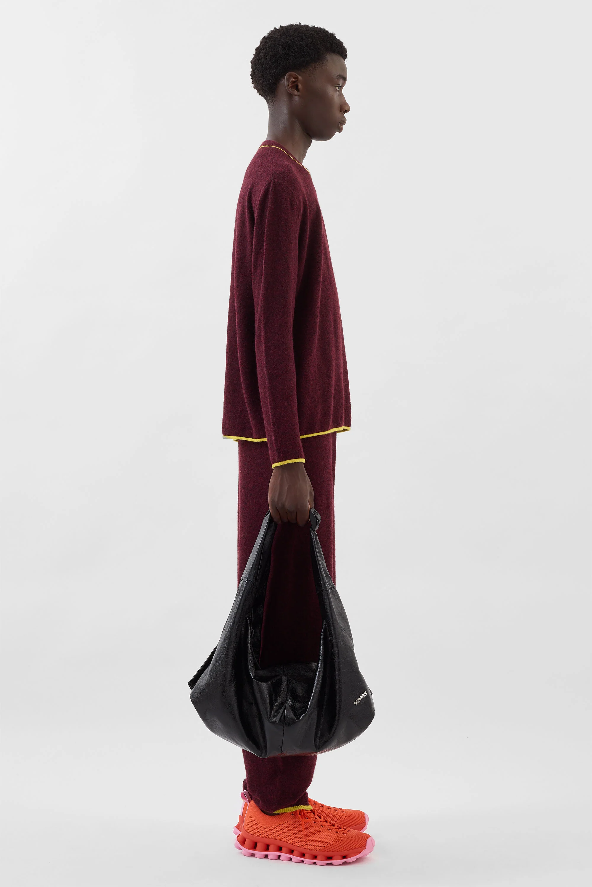 KNIT ELASTIC PANTS / burnt aubergine - Image 5