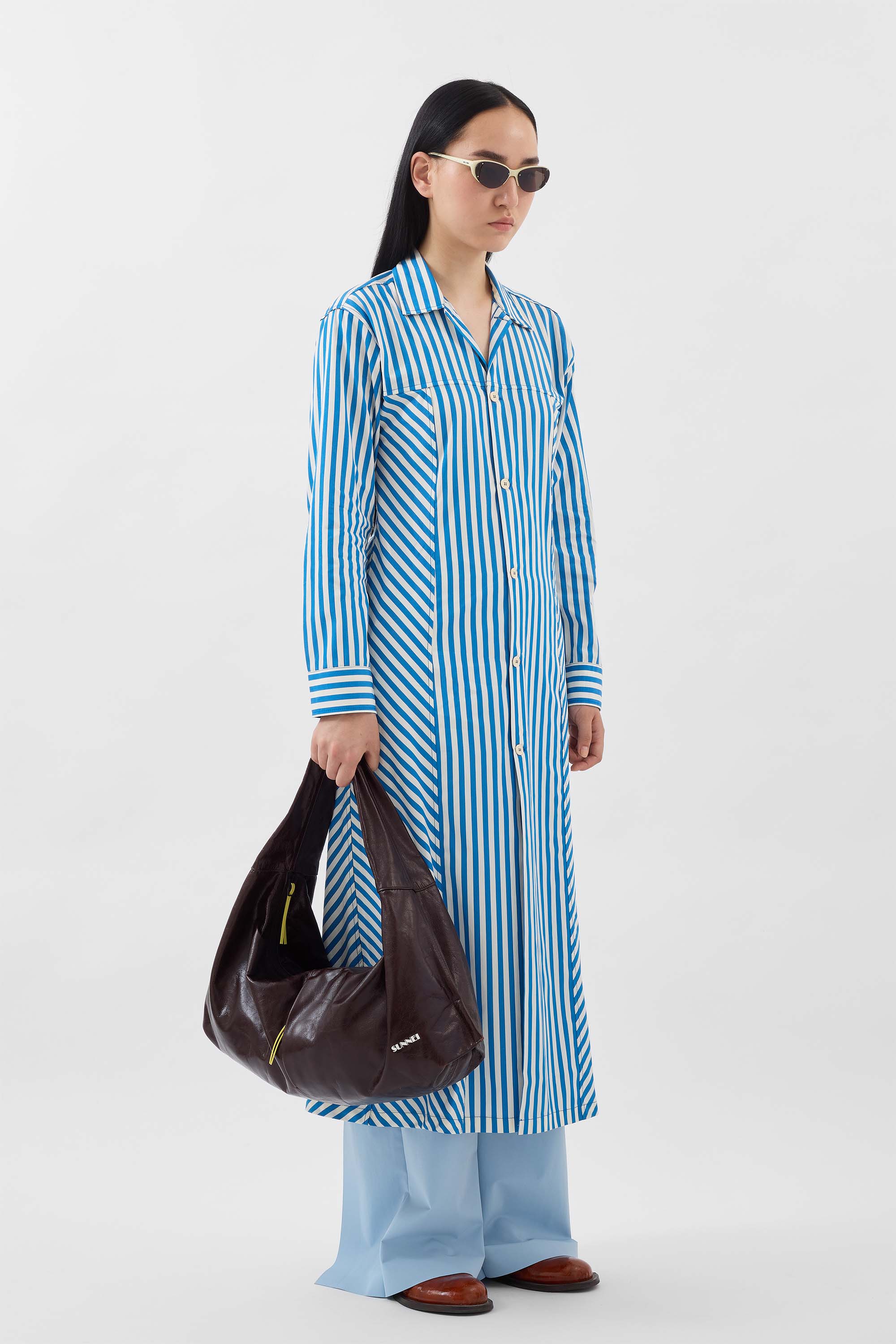 SHIRT DRESS / bluette & off white stripes - Image 5