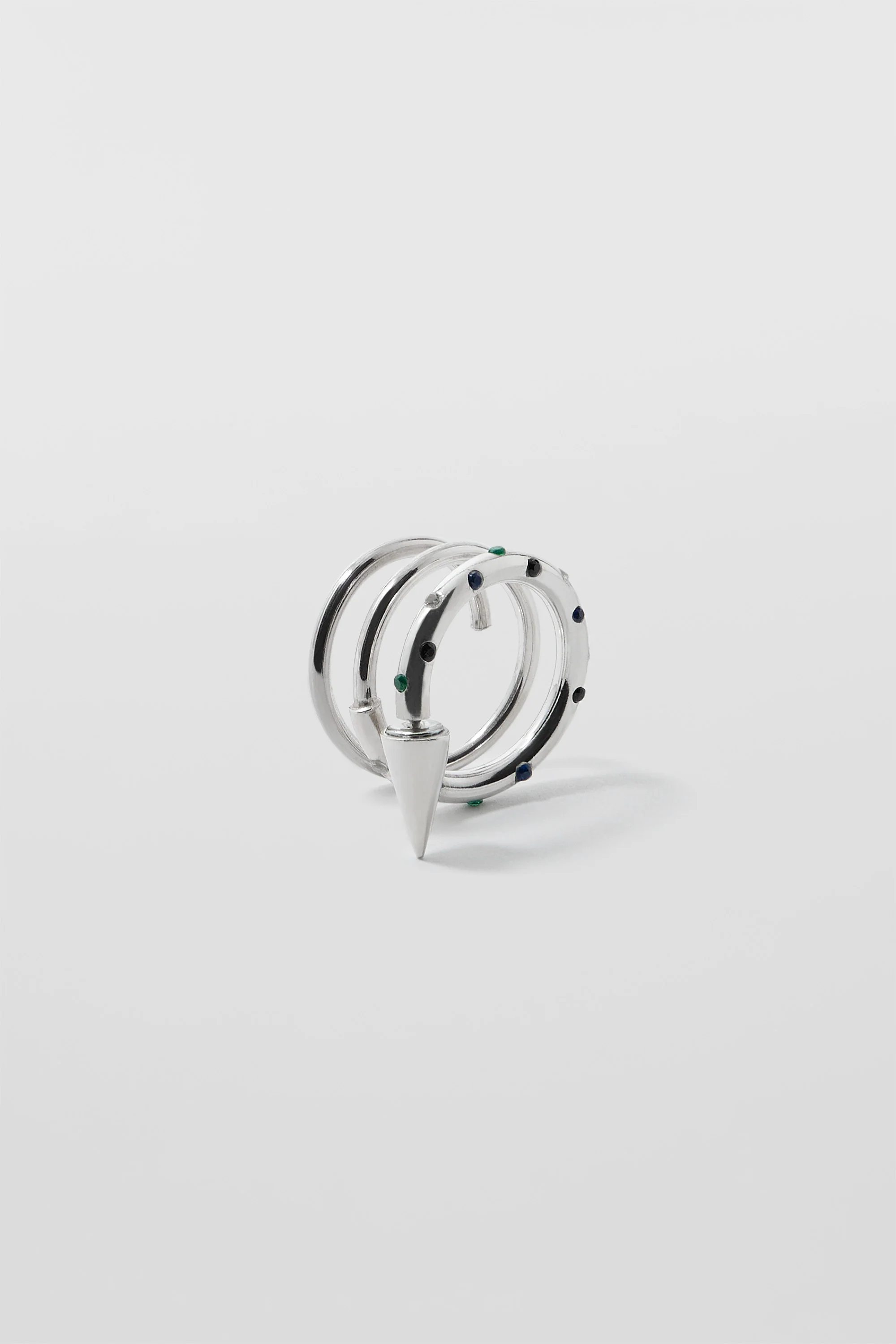 MEDIUM SPIRAL EAR-RING W/ STONES / silver / multicolor - Image 4